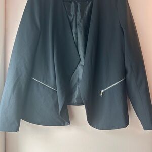 Larry Levine Black Blazer with Silver Zipper Details